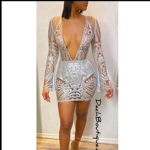 See through v cut dress